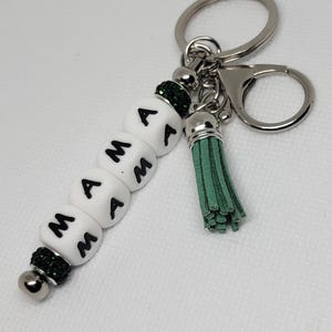 Mama Silicone Beaded Keychain: Sparkly Mom Gift