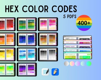 Hex color codes | 400 colors - 5 pdfs | hyperlinked