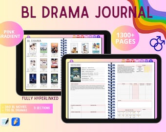 BL Drama Journal: 1300+ sidor, rosa toning | Killar älskar drama tracker, thailändska pojkar kärleksseriedagbok, avsnittslogg, digital tittarplanerare