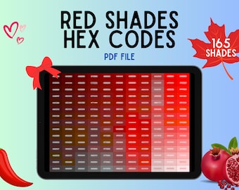 165 Shades of Red | Digital Hex Code Chart for Branding & Design