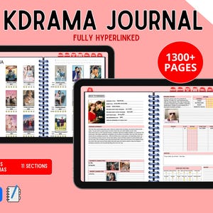 Kdrama journal | 1300+ pages, red color, digital journal