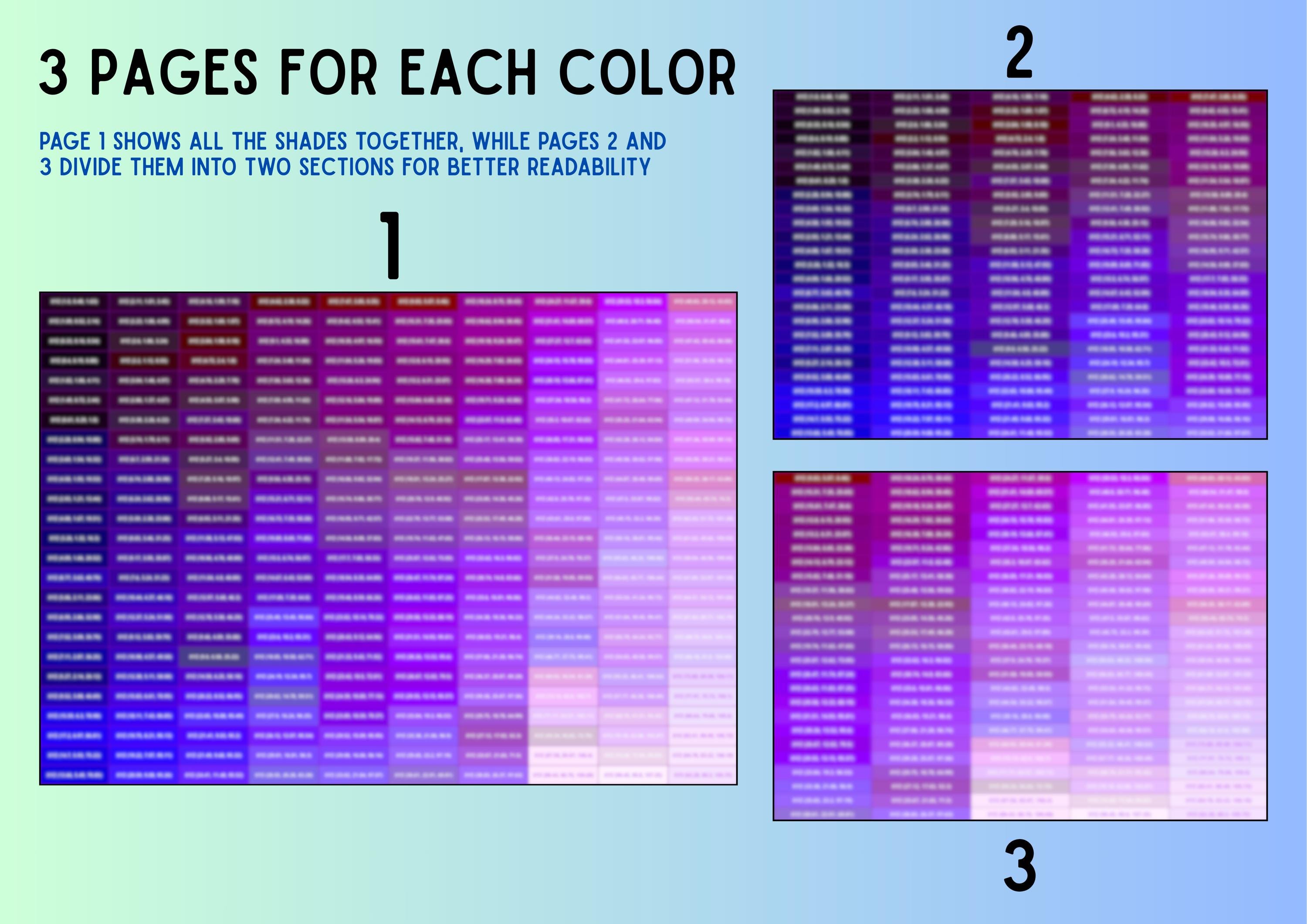 Pygment Library Logo XYZ: 2000 Color Values Chart, Printable PDF Bundle | Color Swatch for ...