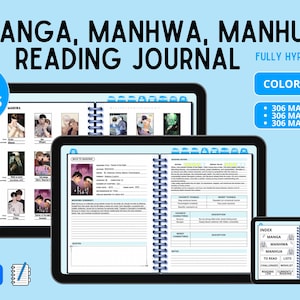 Manga Manhwa Manhua Journal | 1000+ pages, blue color, digital reading Journal | fully hyperlinked
