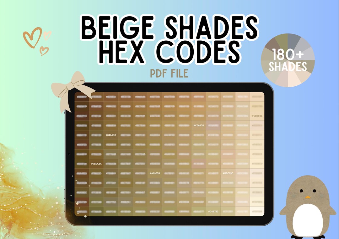 182 Beige Shades Hex Code Chart for Branding, Web and Graphic Design ...