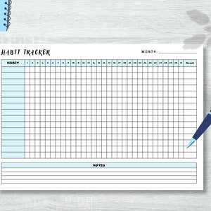 Habit Tracker: Printable A3, A4, A5 Sizes - Etsy