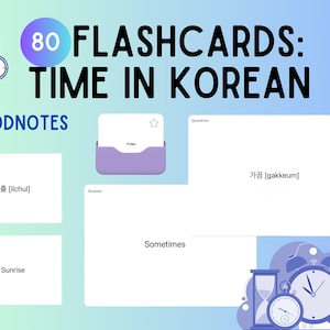 Ora in coreano - Flashcard digitali per Goodnotes / 80 Flashcard