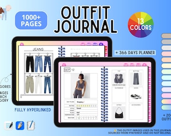 Outfit Journal: 1000+ pages | Digital Online Fashion Diary, Style Planner, Wardrobe Tracker, Outfit Planner, Wardrobe Organizer & Ideas