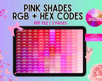 100 Pink Shades Color Chart Poster (digital Print) - Etsy Israel
