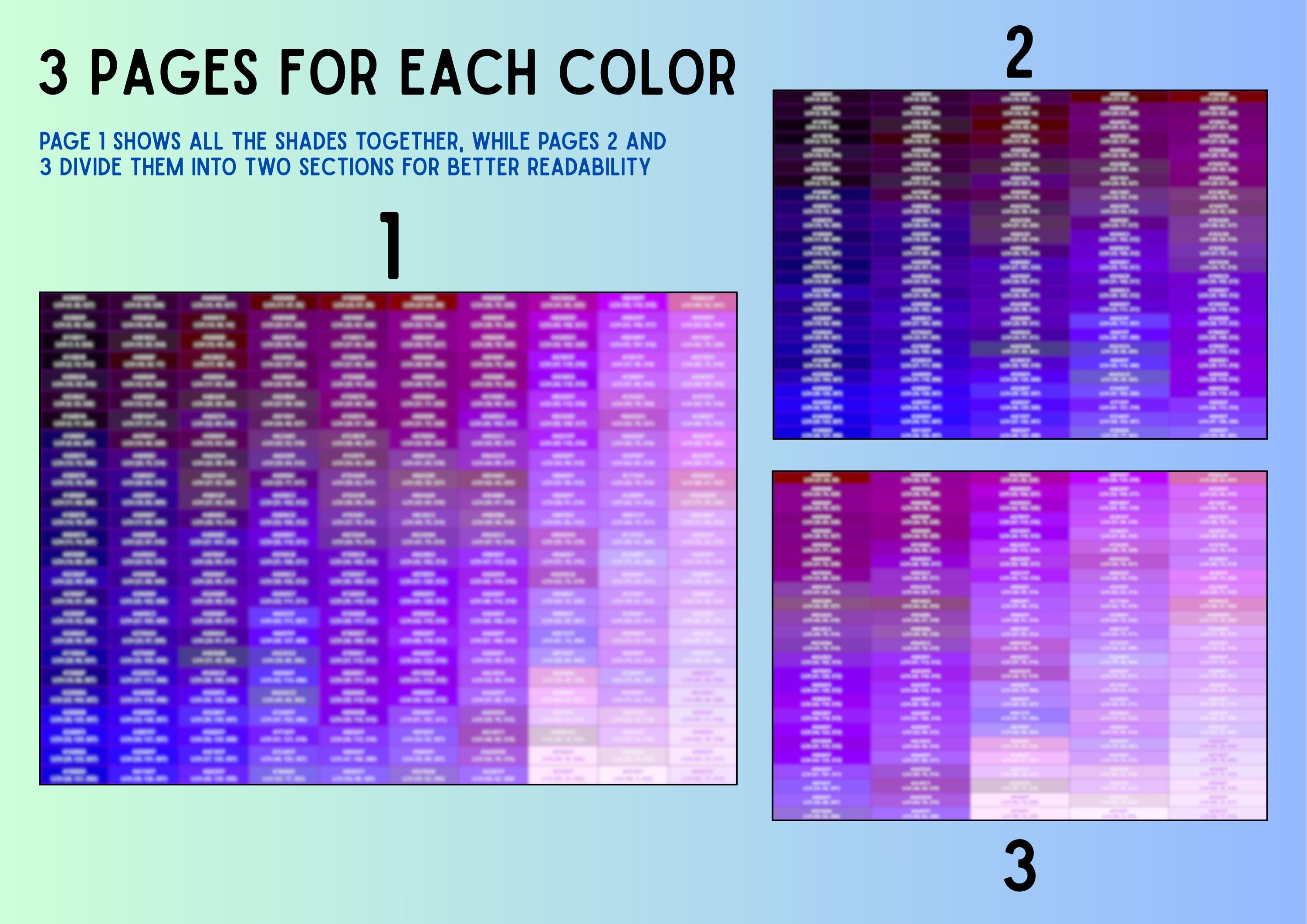 LCH + HEX: 2000 Color Values Chart, Printable PDF Bundle | Color Swatch ...