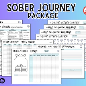 Sobriety Journey Printables | No Alcohol Recovery Tracker, Daily Motivation, Addiction Support, Habit Tracker, Self-Care & Wellness Planner