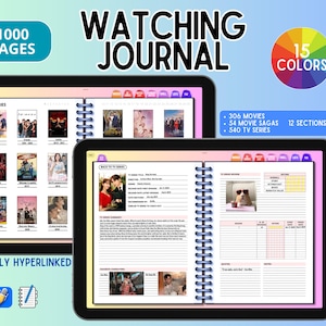 Watching Journal | 15 colors,  1000 Fully Hyperlinked Pages | Digital journal, Movies, Sagas, and TV Series