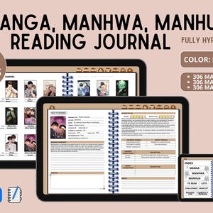 Manga Manhwa Manhua Journal | 1000+ pages, brown color, digital reading Journal | fully hyperlinked