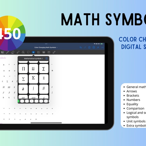 450 Math symbols - digital - color changing