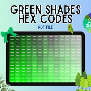 200 groentinten hexadecimale codetabel voor branding, web- en grafisch ontwerp | Afdrukbare kleurenpaletvoorbeelden, kleurstaal voor kunstenaars en studenten