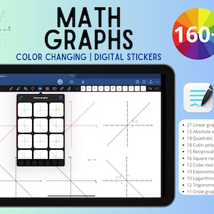 161 Graph Stickers for GoodNotes: Digital Math Plots, Charts And Diagrams for Study, Note-Taking & Educational Planning, for Kids And Teens