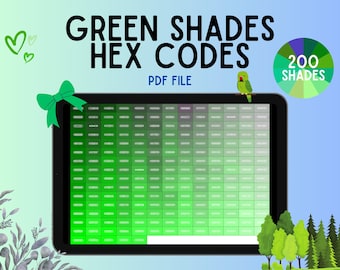200 Shades of Green | Digital Hex Code Chart for Branding & Design