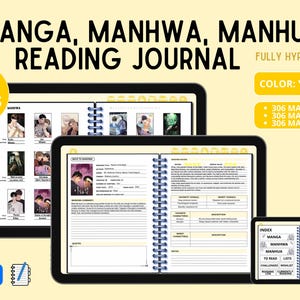 Manga Manhwa Manhua Journal | 1000+ pages, yellow color, digital reading Journal | fully hyperlinked