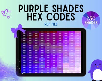 250 Shades of Purple | Digital Hex Code Chart for Branding & Design