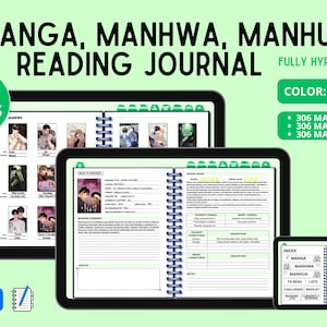 Manga Manhwa Manhua Journal | 1000+ pages, green color, digital reading Journal | fully hyperlinked