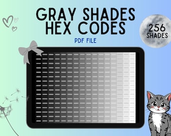 256 Shades of Gray | Digital Hex Code Chart for Branding & Design