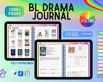 Bl drama journal | 1300+ pages and 13 colors | Digital boys love drama journal