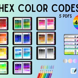 Códigos de color hexadecimales / 400 colores - 5 archivos PDF / con hipervínculos
