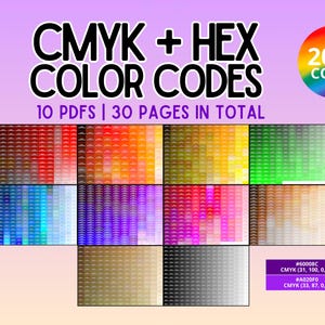 2000 CMYK + HEX Color Codes: Digital Pdf Bundle, Printable Color Palette Chart | Color Swatch For Web And Graphic Design, Shade Catalog