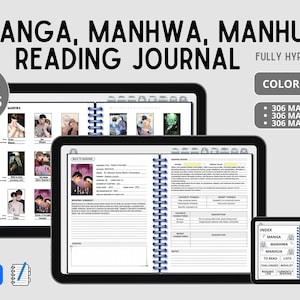 Manga Manhwa Manhua Journal | 1000+ pages, gray color, digital reading Journal | fully hyperlinked