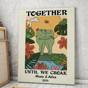 Gepersonaliseerde bruiloft kikker print, romantische aangepaste kunst voor verjaardag, samen tot we kwaken, engagement offerte poster, digitale DOWNLOAD
