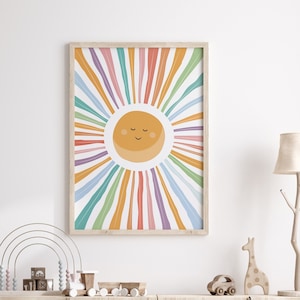 Boho Nursery Sun Wall Art, Boho sun poster, Watercolor sun, Kid and Baby Printable Art, Kid and Baby Wall Decor, DIGITAL DOWNLOAD