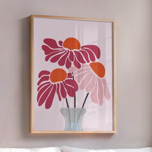 3 Daisy Flowers in a Vase Print, Daisy Poster, Exhibition Mid Century Wall Art, Bedroom Wall Decor, Living Room Decor, DIGITAL DOWNLOAD