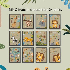 Set personalizzato Stampe animali Safari Asilo nido, Arredamento per il download digitale, Stampabile per bambini e neonati, Arte dell'asilo nido Safari, Decorazione della parete dell'asilo nido