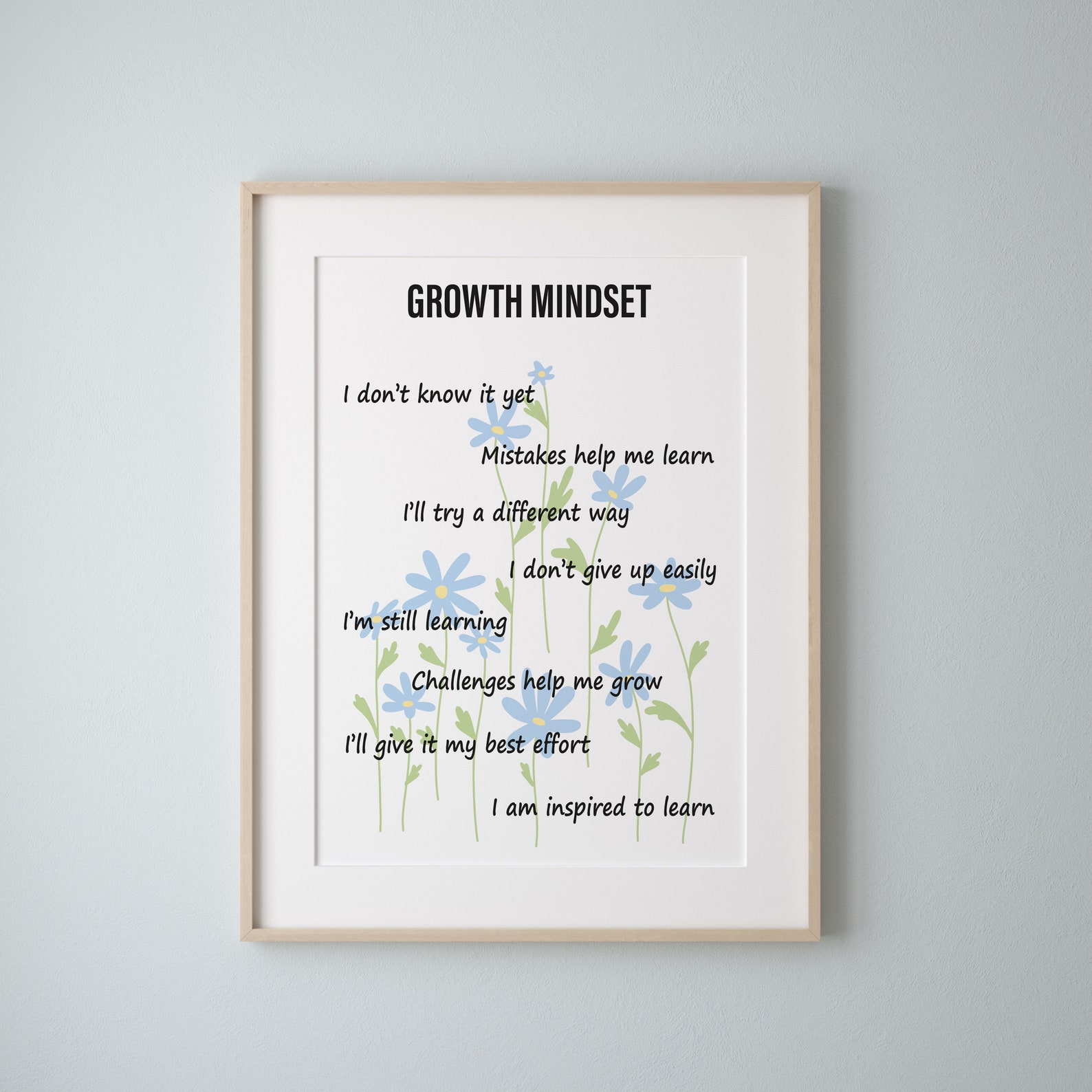 Growth Mindset Poster, Inspiration Poster Home Office, Kid and Baby ...