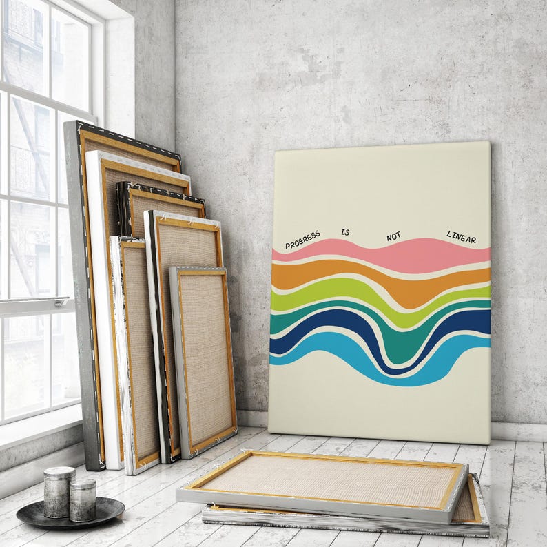 progress is not linear poster, counsellor office poster, phycology, mental health and wellbeing, therapy, inspriration poster,  classroom poster, DIGITAL DOWNLOAD