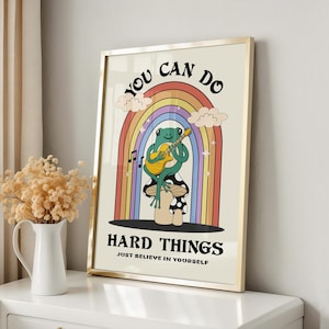 You Can Do Hard Things Poster, Retro Motivation Poster Home Office ...