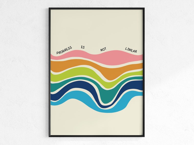 progress is not linear poster, counsellor office poster, phycology, mental health and wellbeing, therapy, inspriration poster,  classroom poster, DIGITAL DOWNLOAD