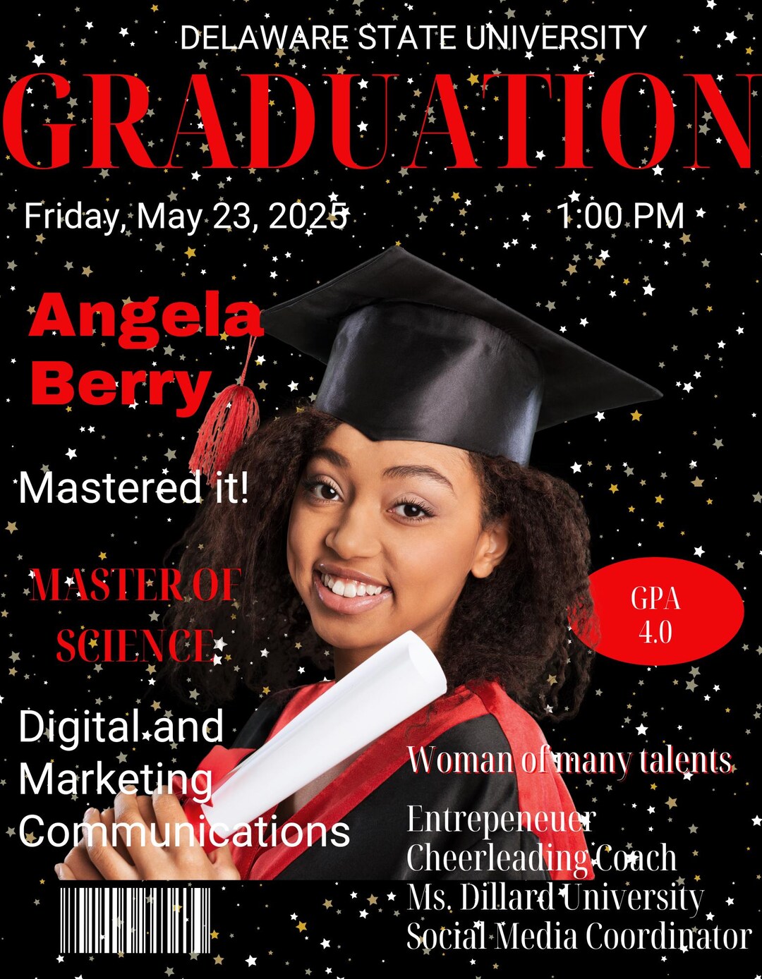 Editable Graduation Announcement Template, Graduation Template, Canva