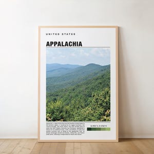 Appalachia Poster, Eastern Print, Travel Poster, Mid Century Poster, Appalachia Wall Art, Custom Travel Poster, Minimalist Poster Print Art