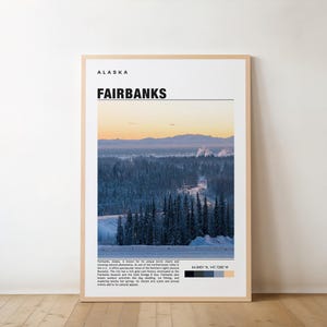 Fairbanks Travel Art - Northern Lights and Scenic Alaska Landscape