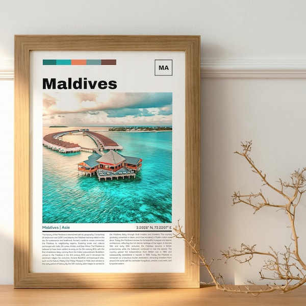 The Maldives Print, The Maldives Art, The Maldives Poster, The Maldives Photo, The Maldives Painting, Malé Poster, Vintage Poster