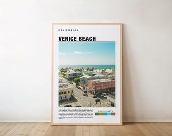 Venice Beach-kunstwerk: helder kuststadsgezicht, Californië