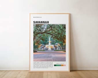 Savannah Art Print: Georgia Travel Poster (Digital Download)