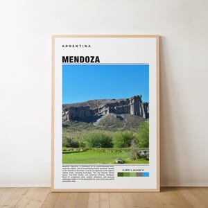 Mendoza Print - Argentyna Plakat, Podróże Ścienne Sztuka, Malowniczy Wydruk, Widok Winnicy, Andy Góry, Region Winiarski, Wystrój Przyrody, Plakat Podróżniczy