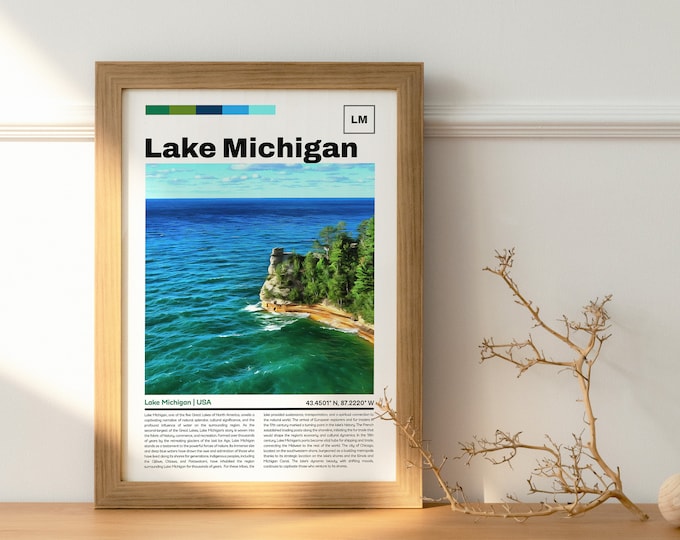 Lake Michigan Print, Lake Michigan Art, Lake Michigan Poster, Lake Michigan Photo, Lake Michigan Painting, Lake Michigan Travel Poster, USA