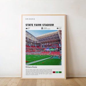 Impresión del Estadio State Farm: Póster de Arizona, Vistas de Glendale, Arte del Estadio, Encanto Urbano, Estadio de Fútbol Americano, Complejo Deportivo, Emblema de la Ciudad, Glendale