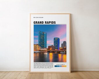 Grand Rapids Poster: Scenic Cityscape - Urban Riverfront Charm