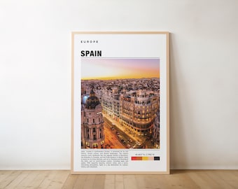 Spain Wall Art Print: Vintage Travel Poster - Madrid & Barcelona