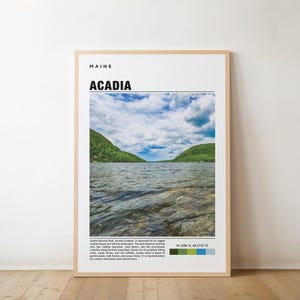 Póster del Parque Nacional Acadia, Póster de Acadia, Póster de Maine, Arte ilustrativo, Póster de viajes naturales, Arte mural, Arte minimalista, Arte del Parque Acadia
