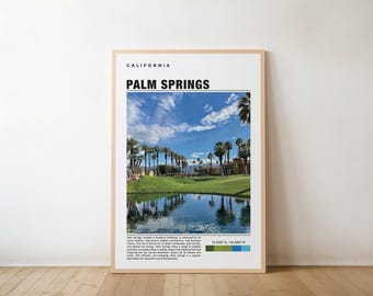 Quadro decorativo de Palm Springs - Estilo vintage com deserto e montanhas