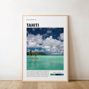 Impresión de Tahití: póster de Polinesia Francesa, arte mural de viaje, impresión de isla, arte escénico, decoración tropical, vista al mar, paisaje de playa, impresión de viaje